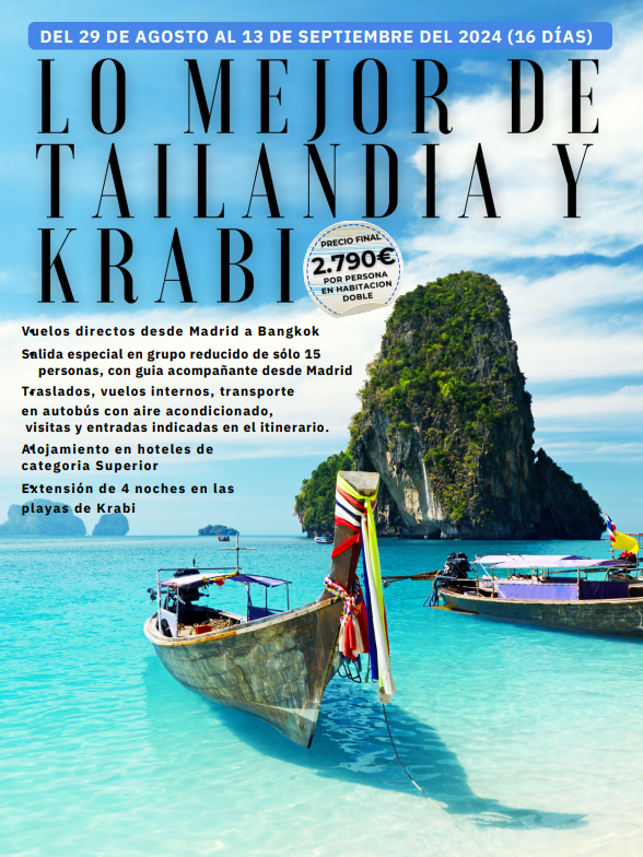 TAILANDIA DEL 29 DE AGOSTO AL 13 DE SEPTIEMBRE 2024