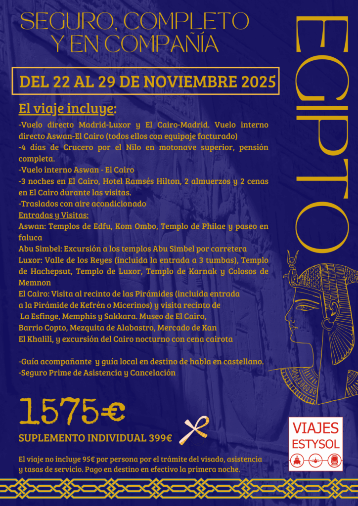 EGIPTO DEL 22 AL 29 DE NOVIEMBRE 2025